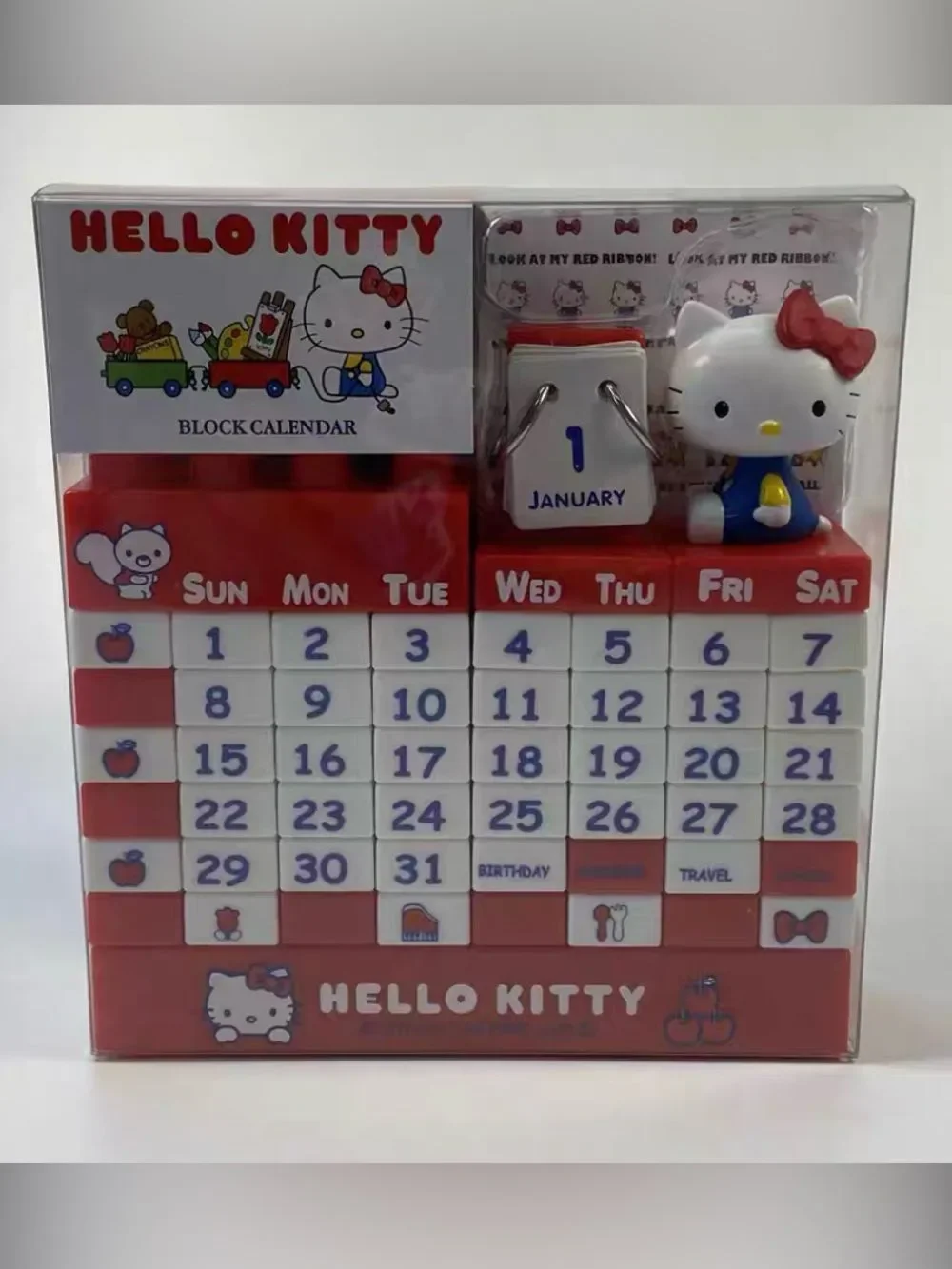 Sanrio Hello Kitty Red Perpetual Block Desk Calendar NEW